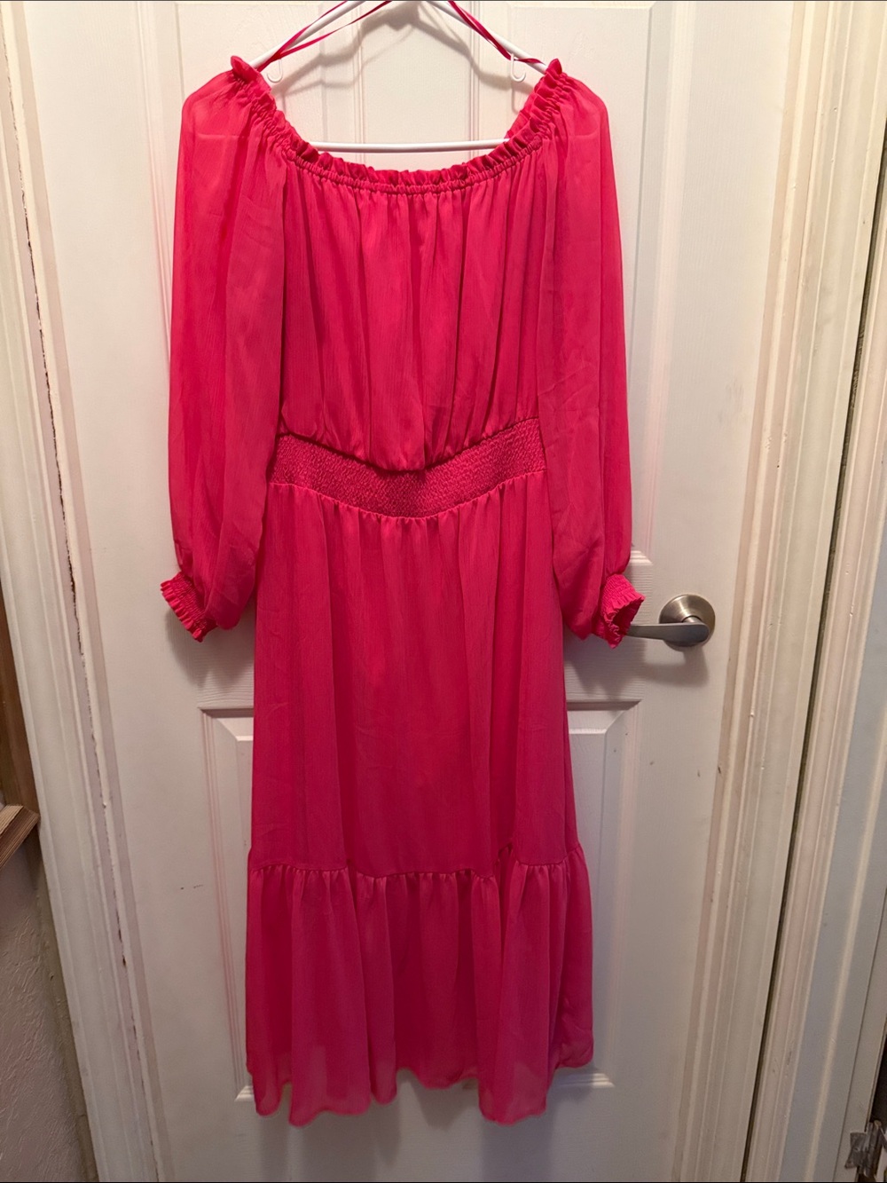 sofia by sofia vergara Hot Pink Off-Shoulder Midi Dress